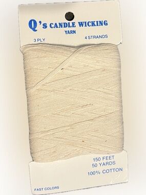💥 Vintage Q's Candle Wicking Yarn Cream Q's Candle Wick 100% Cotton 50 Yds